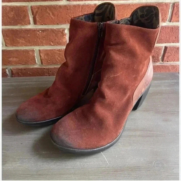 Fly London Leather Heeed Ankle Boot Hoya Brick Size 40 EU 9-9.5 US - Picture 2 of 5
